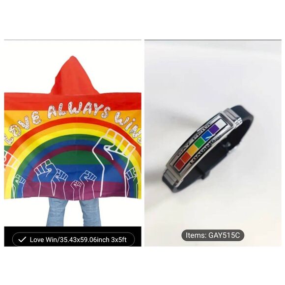 Lgbt cape flag and adjustable steel bracelet - Picture 1 of 3